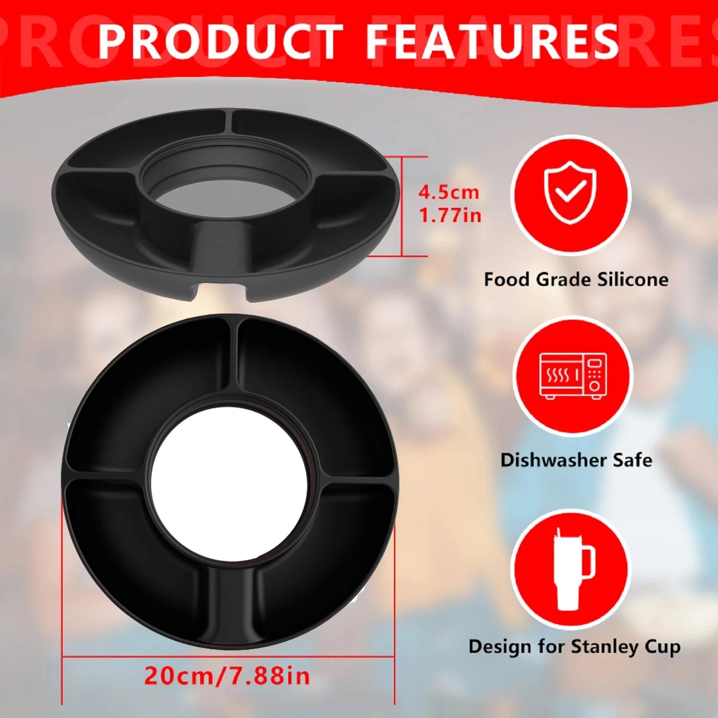 Round Shape Snack Tray Bowl for Stanley 40 oz Tumbler