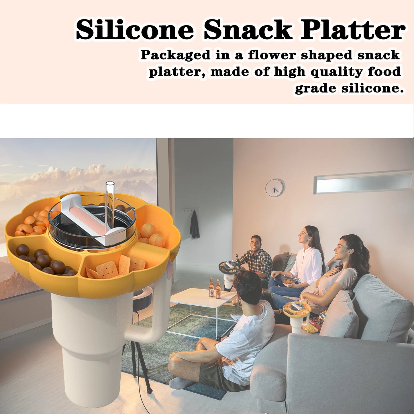 Flower Shape Snack Tray Bowl for Stanley 40 oz Tumbler