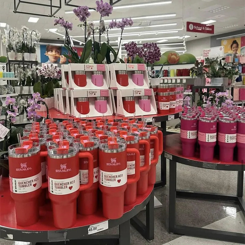 V-DAY Red 40 oz Stanley Quencher Tumbler ( Best Seller)